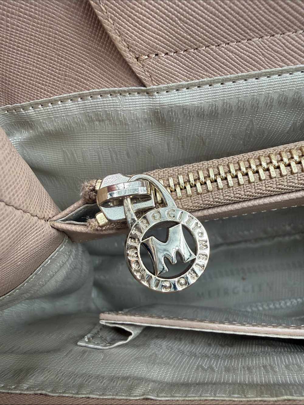 Metro city Structured Blush Satchel with Cream Trim and Tassel Accent - Picture 11 of 15